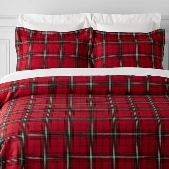 Set of 2 Williams Sonoma Home tartan plaid euro shams linen cotton preppy lodge - Picture 5 of 5